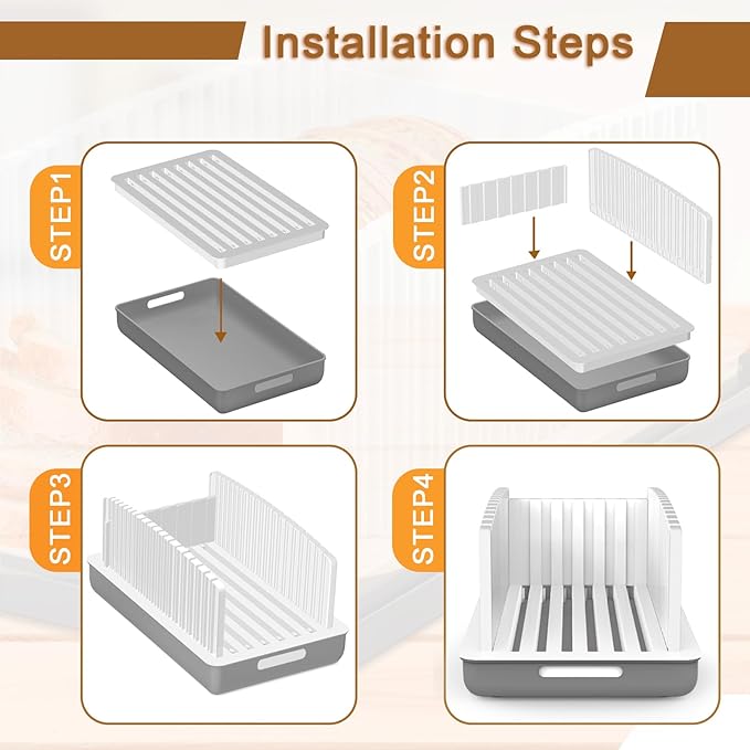 Kiss Core Upgrade Bread Slicer for Homemade Bread, Bread Slicer Guide Adjustable Width and Thickness, Foldable and Compact Cutting Guide with Crumb Tray, Suitability for Homemade Bread, Bagels, Cakes