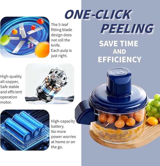 Automatic Electric Peeler Machine - 3-in-1 Effortless Peeler for Potatoes, Garlic, Vegetables and Fruits | Quick Safe Kitchen Helper with [Function] Blade