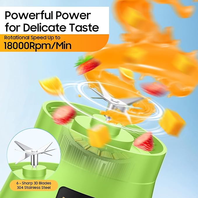 Cordless Personal Size Portable Blender - 380Ml Blender Smoothies and Shakes, BPA Free Traveling Juice Cup with Powerful Blending, Freshly Squeezed in Sports/Travel/Home, Mother's Day