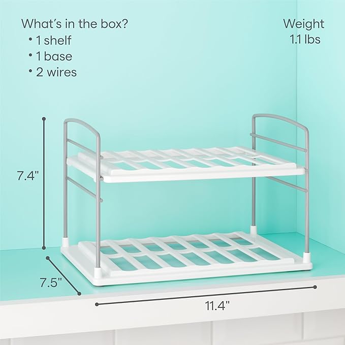 YouCopia UpSpace Water Bottle and Travel Mug Cabinet Organizer, Adjustable Storage Rack for Kitchen Organization, 2 Shelf Classic Edition