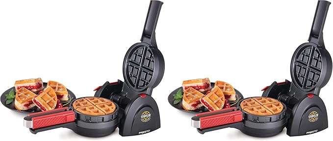 Presto 03512 Stuffler Stuffed Waffle Maker,Belgian,Large,Black,(Pack of 2)