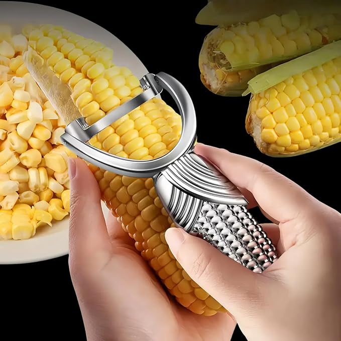 TEEVEA Corn Peeler and Cob Stripper Tool - Stainless Steel Kernel Remover & Cutter for Corn on Cob