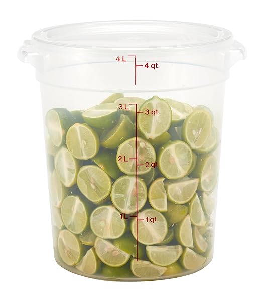 Cambro Food Storage Containers with Lids (BPA-Free) - 4 Quart - Food Grade Buckets with Lids (2 Pack) - For Dough Proofing and Brining (Translucent)