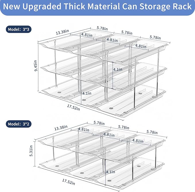 Jsyrjing Can Organizer for Pantry, Modular 3-Tier Can Dispenser, Flexible Combination Design, Clear Extra-Thick Durable Storage Rack for 36 Cans, Stackable for Cabinet, Pantry, Fridge, Countertop
