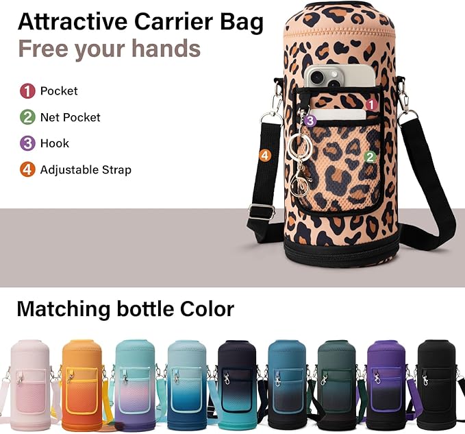 DYSANKY Insulated Water Bottle | Thickened Stainless Steel for Gym and Hiking with Straw, Carrier Bag, Handle Strap | BPA-Free 87 oz