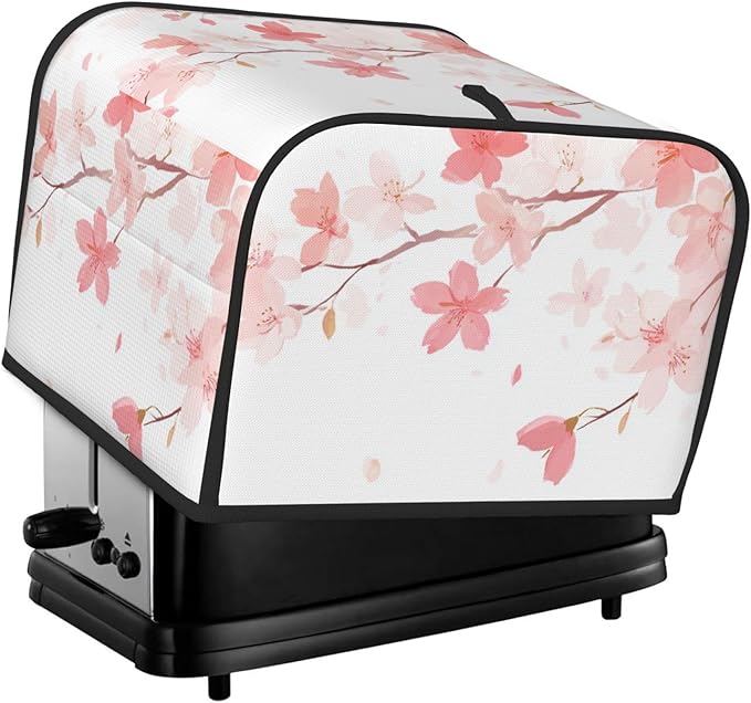 Toaster Cover 4 Slice Pastel Flower Cherry Blossom Kitchen Small Appliance Covers with Pockets Dust and Fingerprint Protection