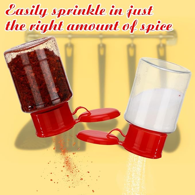 Amyhill 100 Pcs Plastic Spice Bottles Spice Jars with Red Cap Seasoning Jars Shaker 2 Oz/ 60ml Clear Bottle Containers with Shaker Lids for Storing for Spices, Herbs, Powders, Glitters Supplies