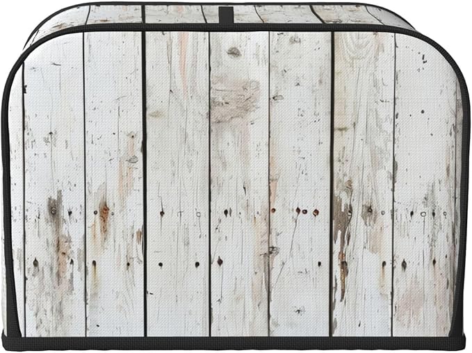 Chic White Wood Covers for 4 Slice Toasters,Cute Country Bread Machine Cover with Handle,Washable Stain Resistant Kitchen Small Appliance Cover Dining Decor