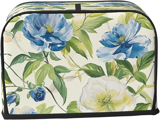 Pastoral Charm Flowers Toaster Cover 2 Slice, Cute Rural Bread Machine Cover, Washable Dust-Proof Cover for Kitchen Small Appliance Cover,with Top Handle