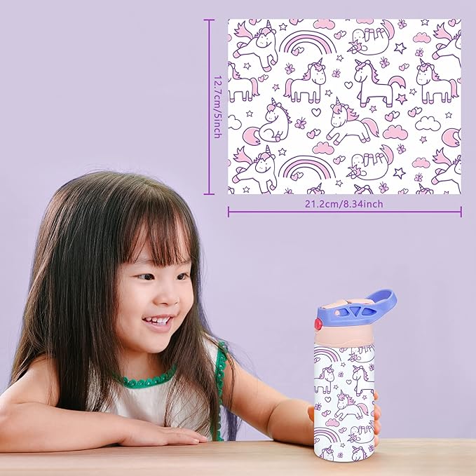 Kids Sublimation Tumbler,12oz Sublimation Water Bottle Blanks,Straight Stainless Steel Todder Sippy Cup,Double Wall Insulated Sippy Tumbler with Handle,Shrink Films,Leak Proof (Purple)