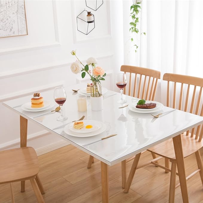44 x 120 Inch Clear Table Cover Protector, Clear Table Protector for Dining Room Table, 1.5mm Plastic Table Cover, Waterproof Table Pad for Kitchen, Office