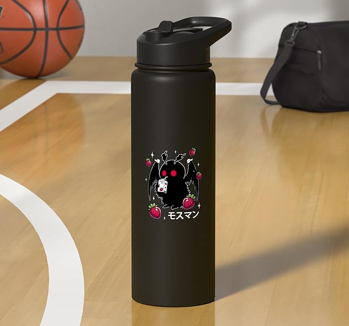 Mothman Kawaii Strawberry Milk Shake Cryptid Stainless Steel Insulated Water Bottle