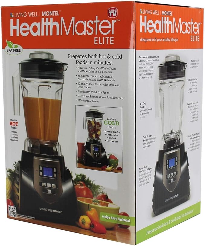 JLA-8 Professional Countertop Blender, Emulsifier 1200-Watt with 60-oz BPA Free Jar Stainless Steel Blades for Frozen Drinks, Smoothies, Sauces & More, Black