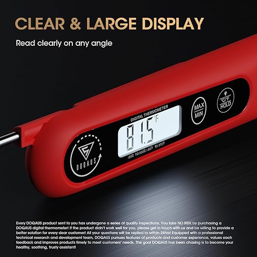 DOQAUS Digital Meat Thermometer, Instant Read Food Thermometer for Cooking, Kitchen Probe with Backlit, Cooking Temperature Probe for Turkey, Grill, BBQ, Baking, Bread, Sourdough