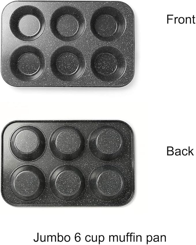 Monfish large muffin pan Jumbo Cupcake tin grey stone finish non sticking 3.5x1.75 inch cup