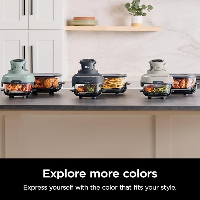 Ninja Crispi 4-in-1 Glass Air Fryer | 450°F | Non-Toxic | 4QT & 6-Cup Glass Containers w/Lids | Microwave, Freezer, Dishwasher Safe | Max Crisp, Air Fry, Bake, Recrisp | Green | FN101SG