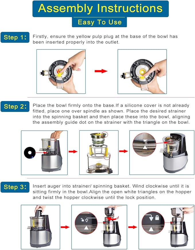 Masticating Juicer,Whole Slow Juicer Extractor by Vitalisci,Cold Press Juicer Machine,Anti-Oxidation for Fruit and Vegetable,Easy to Clean and BPA Free,(300W AC Motor/3.15" Wide Chute/40 RPMs)-Silver
