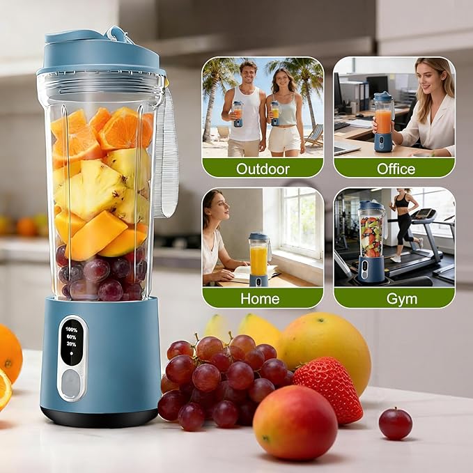 Mini Portable Blender Personal Juicer - 500ML Small Blender for Shakes and Smoothies, 300 Watt Mini Smoothie Food Maker Type-C Rechargeable Portable Smoothie Blenders for Outdoor and Indoor Sport