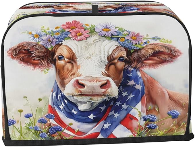 Animal Highland Cow Flower Toaster Cover 2 Slice Dust and Fingerprint Protection Toaster Bread Maker Covers Washable Kitchen Small Appliance Covers for Kitchen Accessories Decor Bakeware Women Gift