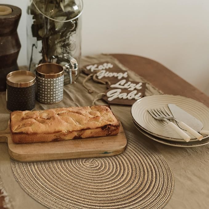 FunWheat Round Braided Placemats Set of 8 Place mats for Dining Tables Woven Heat Resistant Table Mats 15 inch for Fall (E Brown, 8pcs)