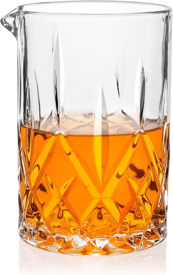 Cocktail Mixing Glass, 18.5oz Crystal Mixing Glass, Thick Bottom Bar Stiring Glasses, Bartender Mixing Jug for Manhattan, Martini, Whiskey