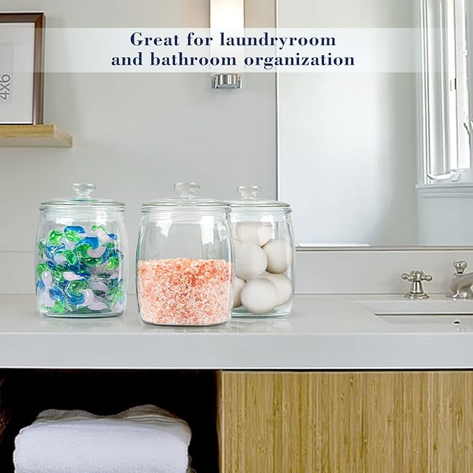 Ritayedet Half Gallon Glass Jars with Lid, Wide Mouth Cookie Jars Set of 2, Apothecary Jar for Candy, Glass Canisters for Kitchen Storage and Laundry Organization