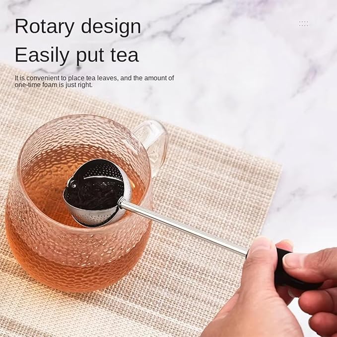 2pack Tea Ball, tea infuser for loose leaf tea, tea strainers for loose tea, stainless steel tea strainer, loose leaf tea steeper, easy clean, tea fine mesh strainer reusable-A (Black)