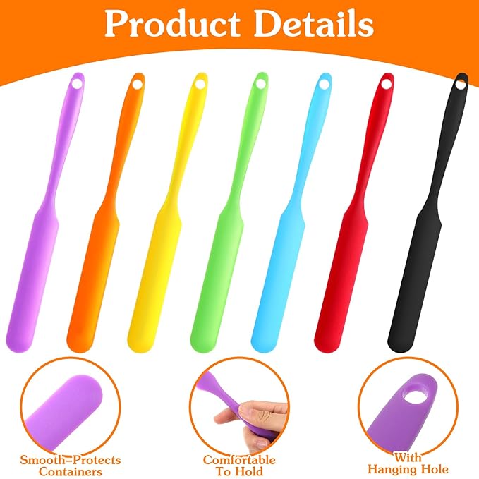 35pcs Jar Spatula,Silicone Jar Scraper with Long Handle,Jam Spreader Cake Cream Butter Spatulas, Silicone Spatula Waxing Applicator for Home Salon Body Use