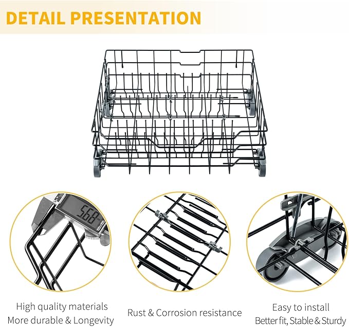 Allstare WD28X25960 Dishwasher Lower Rack Replacement Parts for GE Dishwasher Parts GE Profile Monogram Adora Triton XL Cafe Dishwasher Lower Dishrack Assembly GE Dishwasher Bottom Rack Drawer 1 Pack