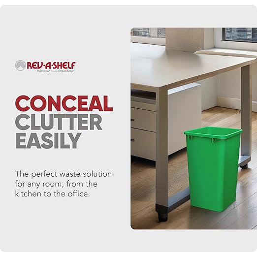 Rev-A-Shelf Polymer Replacement 35 Quart Trash Bin Recycle Waste Garbage Container for Kitchen Cabinet Pullouts, Green, 2 Pack, RV-35-19-2