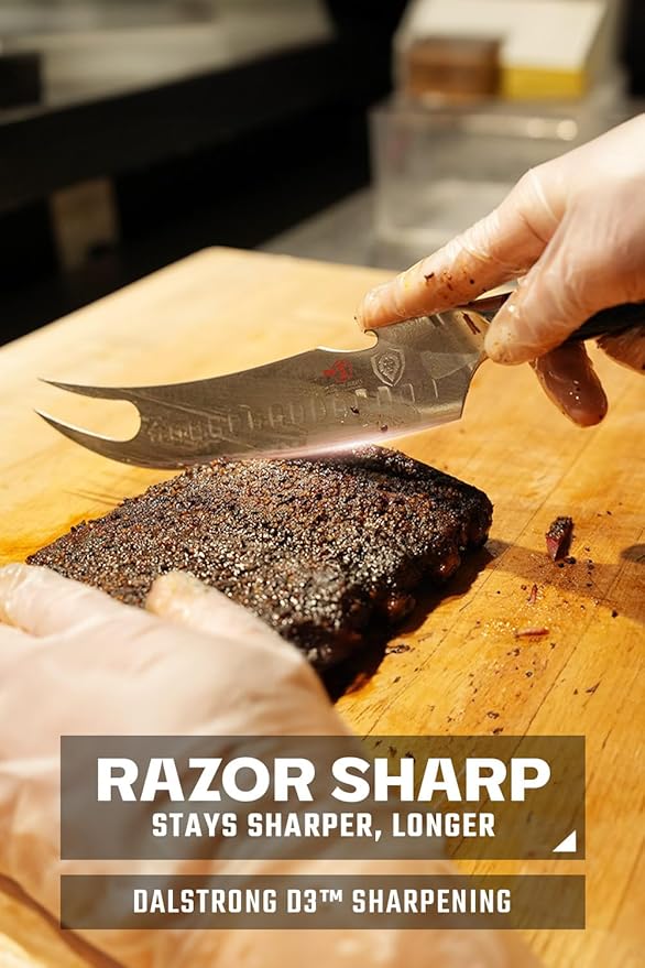 Dalstrong Pitmaster BBQ & Meat Knife - 8 inch - Shogun Series ELITE - Forked Tip & Bottle Opener - Japanese AUS-10V Super Steel Kitchen Knife - G10 Handle - Razor Sharp - w/Sheath