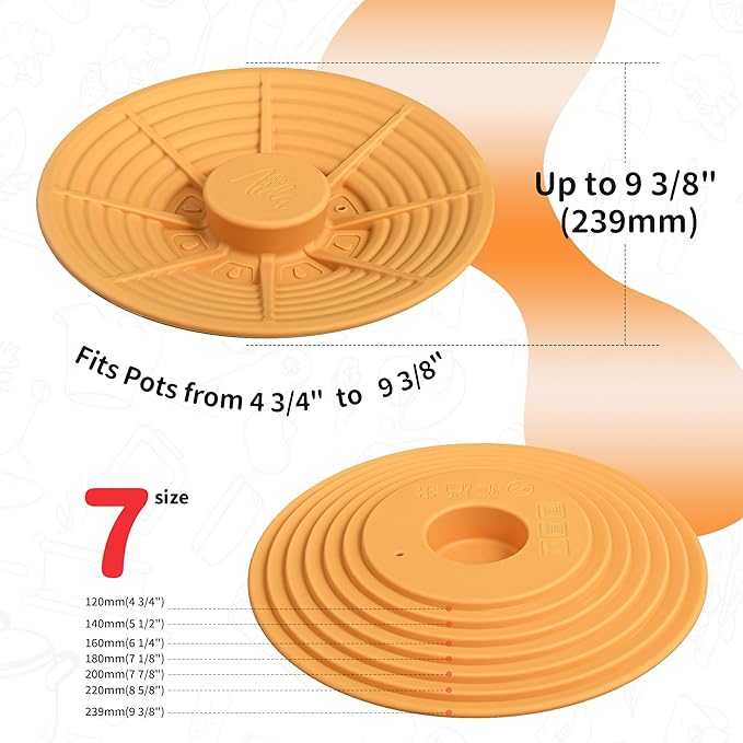 Universal Silicone Lid for Bowls and Small Pots, Food-Grade Silicone, BPA Free, Microwave Cover, Splatter Guard, Heat Resistant, Small 4–8 Inch Food Storage Lid – Orange
