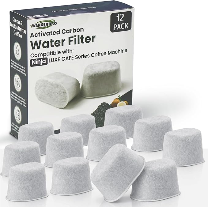 Water Filter Replacement for Keurig 2.0 & 1.0 Classic Coffee Makers, Breville Filters for Espresso Machine Use, Compatible with Ninja Luxe Cafe Accessories, 12 Pack Premium Charcoal Water Filters