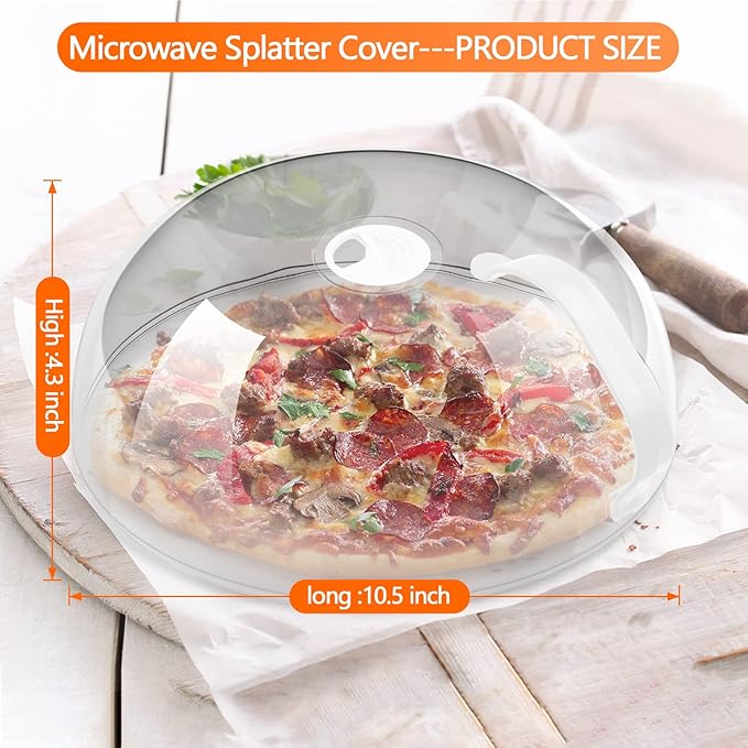 Microwave Splatter Cover for Food- 2 Pack with Handle, Steam Vents, Keeps Oven Clean, BPA Free