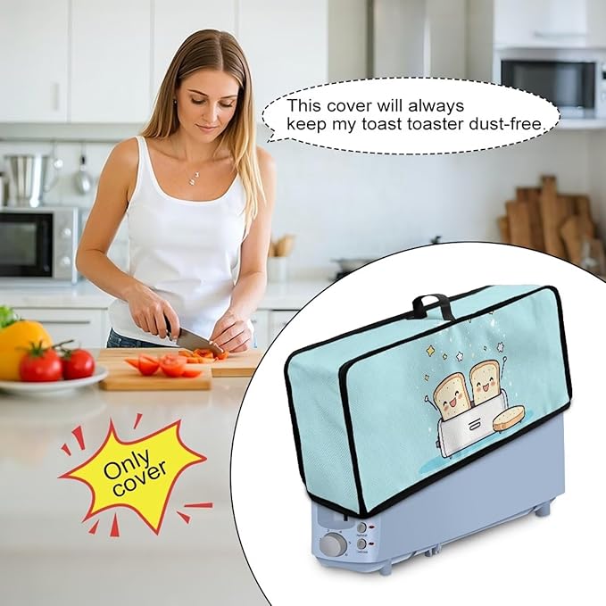 Cute Bread Man Toaster Cover 2 Slice, Machine Washable 2 Slice Slim Toaster Cover Protective Dust Covers for Kitchen Appliances, Heat-Resistant Furniture Protectors