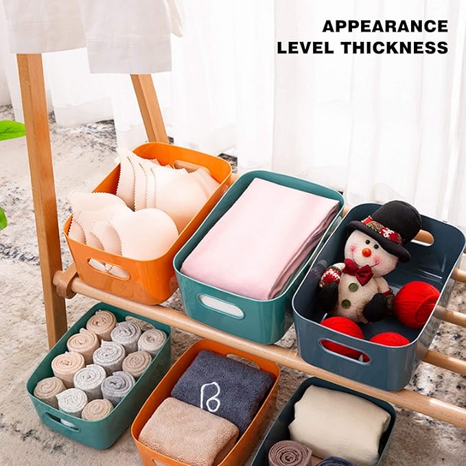 OWill 7 Pcs 2.1 L Plastic Storage Bins and Baskets for Efficient Home Classroom Organization Small Containers in Multicolour for Kitchen, Cupboard box, and Bathroom Organizer on Shelves and Tubs