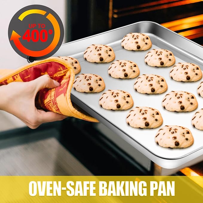 Terlulu Baking Sheet, Cookie Sheet, Stainless Steel Baking Pan, 2 Piece-17.3''x 12.3'' x 1'', Half Sheet Pan for Oven, Baking Tray for Baking&Roasting, Nonstick&Nontoxic&Easy Clean