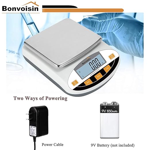 Bonvoisin Lab Scale 500gx0.01g Digital Precision Analytical Balance - High Precision Electronic Balance for Jewelry, Kitchen, Scientific, and Laboratory Use