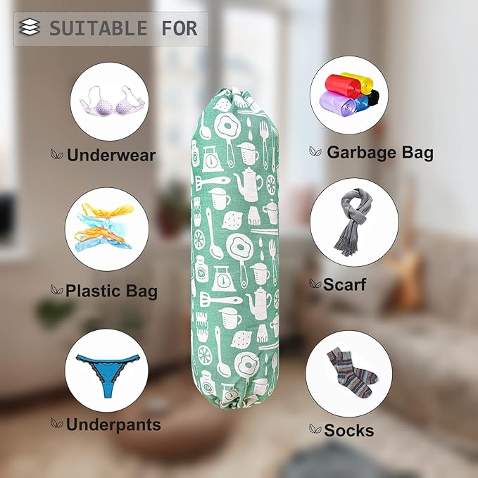 Plastic Bag Holder, Wall Mount Plastic Bag Organizer, Shopping Bags Carrier, Washable Large Grocery Bag Storage Dispenser for Home Kitchen Travelling, Free Adjustment with Drawstring (kitchen)