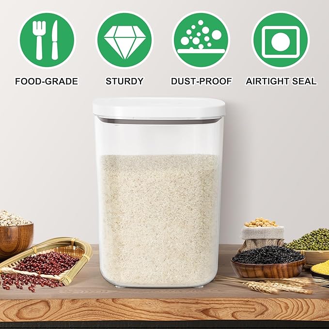TBMax Large Flour Storage Container 10.56 Qt, 20 Lbs Rice Container with Pop Up Lid & Measuring Scoop for Flour, Cereal, Dry Food Storage and Kitchen Pantry Organization