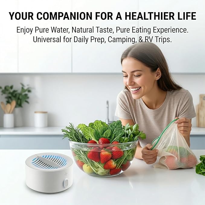 Fruit and Vveggie Cleaner Produce Cleaner - Cordless Produce Washer, OH-ion Portable Food Device for Surface Residues, IPX7 Waterproof (1)