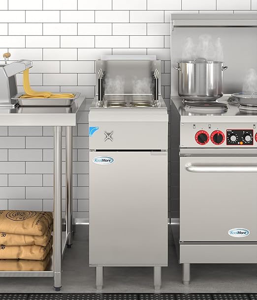 KoolMore 6-Basket 11 Gallon Commercial Natural Gas Pasta Cooker with 70,000 BTU, ETL Listed in Stainless-Steel (KM-PC6-NG)