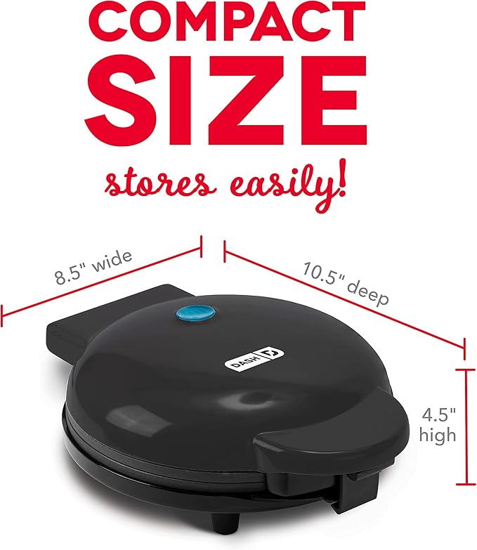 Dash Express Waffle Maker -Electric Waffle Maker for Creative Homemade Treats - Dual Nonstick Cooking Surfaces, Easy Food Release & Quick Cleanup - Compact, Space-Saving Design - 8 Inches - Black
