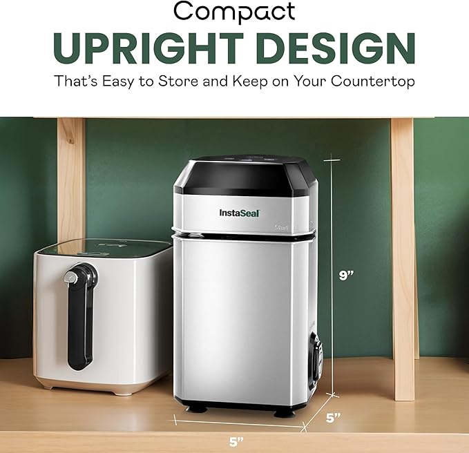InstaSeal Food Vacuum Sealer Machine, Upright Food Saver Vacuum Sealer Machine Allows to Vacuum Seal Liquids, Food Sealer Vacuum Sealer for Food Saves & Keeps Food Fresh Longer As Seen on TV Products