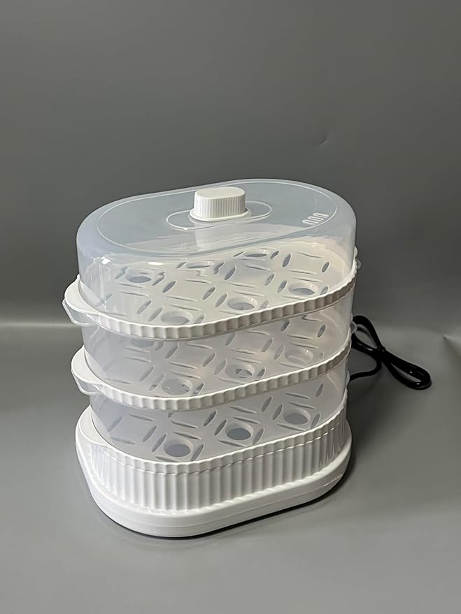Barivento Electric Food Steamers, Electric Vegetable Steamer with 3-Tier Stackable Trays, Food-Grade Food Steamer for Cooking