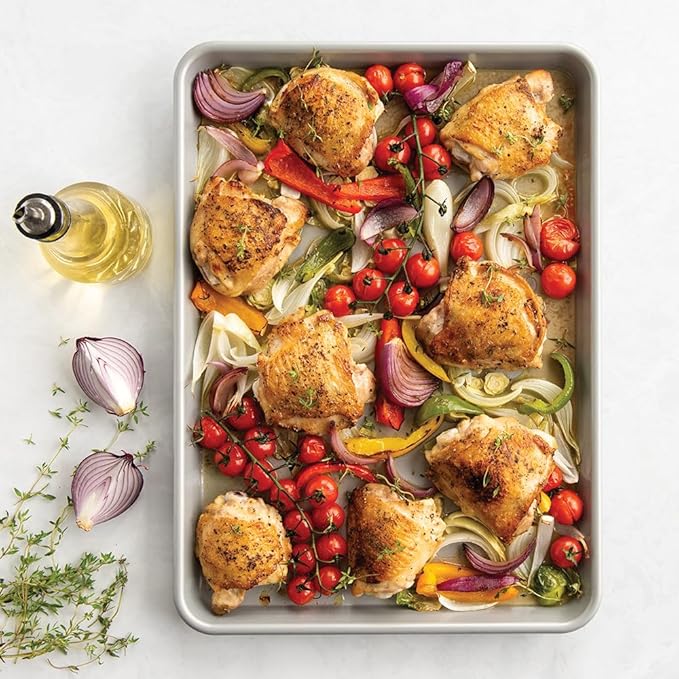 Nordic Ware Brilliant™ Colorful Bakeware 18 x 13 Half Sheet Pan, Nonstick made without PFAS or PTFE for safe cooking; Reinforced steel rim prevents warping