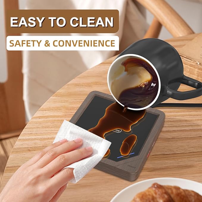 Coffee Mug Warmer with 2 USB Charging Ports: Auto Shut-Off Candle Wax Warmer - Heated Beverage Coffee Accessories for Home Office Desk - U1 Wood