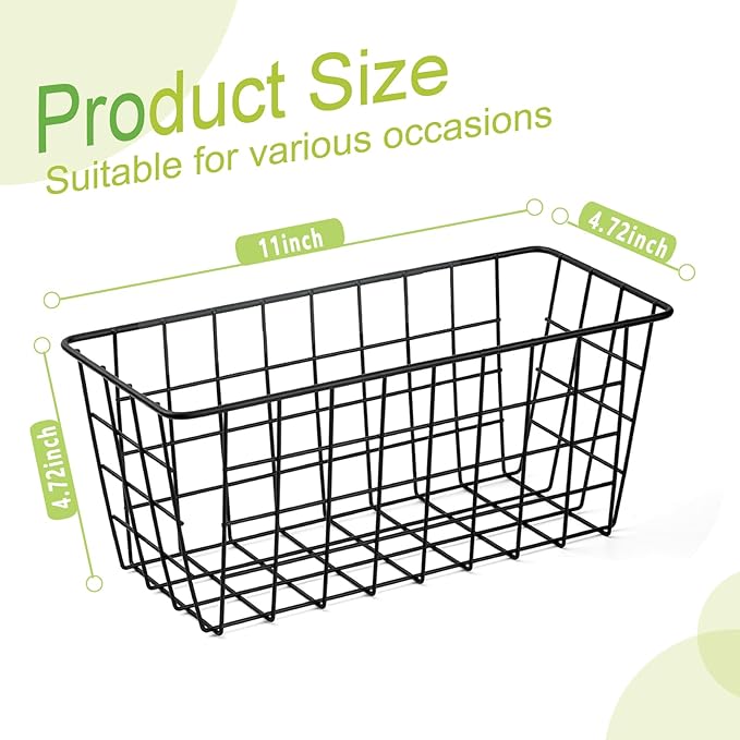 ZUSHALLMY 4 Pack Hanging Kitchen Baskets, Adhesive Wire Wall Storage Basket, No Drilling Hanging Fruit Baskets, Cabinet Door Organizer for Kitchen Bathroom Pantry, Upgrade Super-sized Adhesive (4)