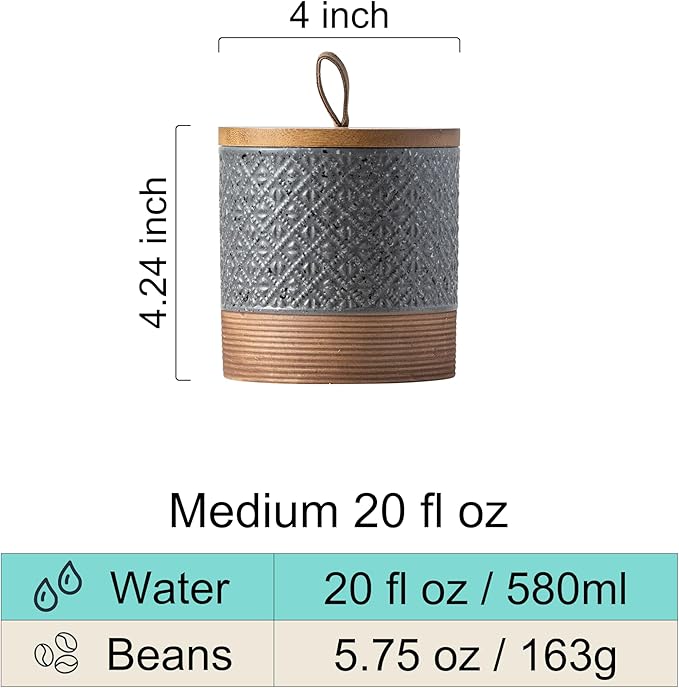 Miamolo Ceramic Spice Jars with Lids, Coffee Canister with Airtight Lid, Small Kitchen Food Storage Jars for Spice Sugar Tea Bag, Stackable Decor Kitchen Jar for Counter - Gray & 20 fl.oz