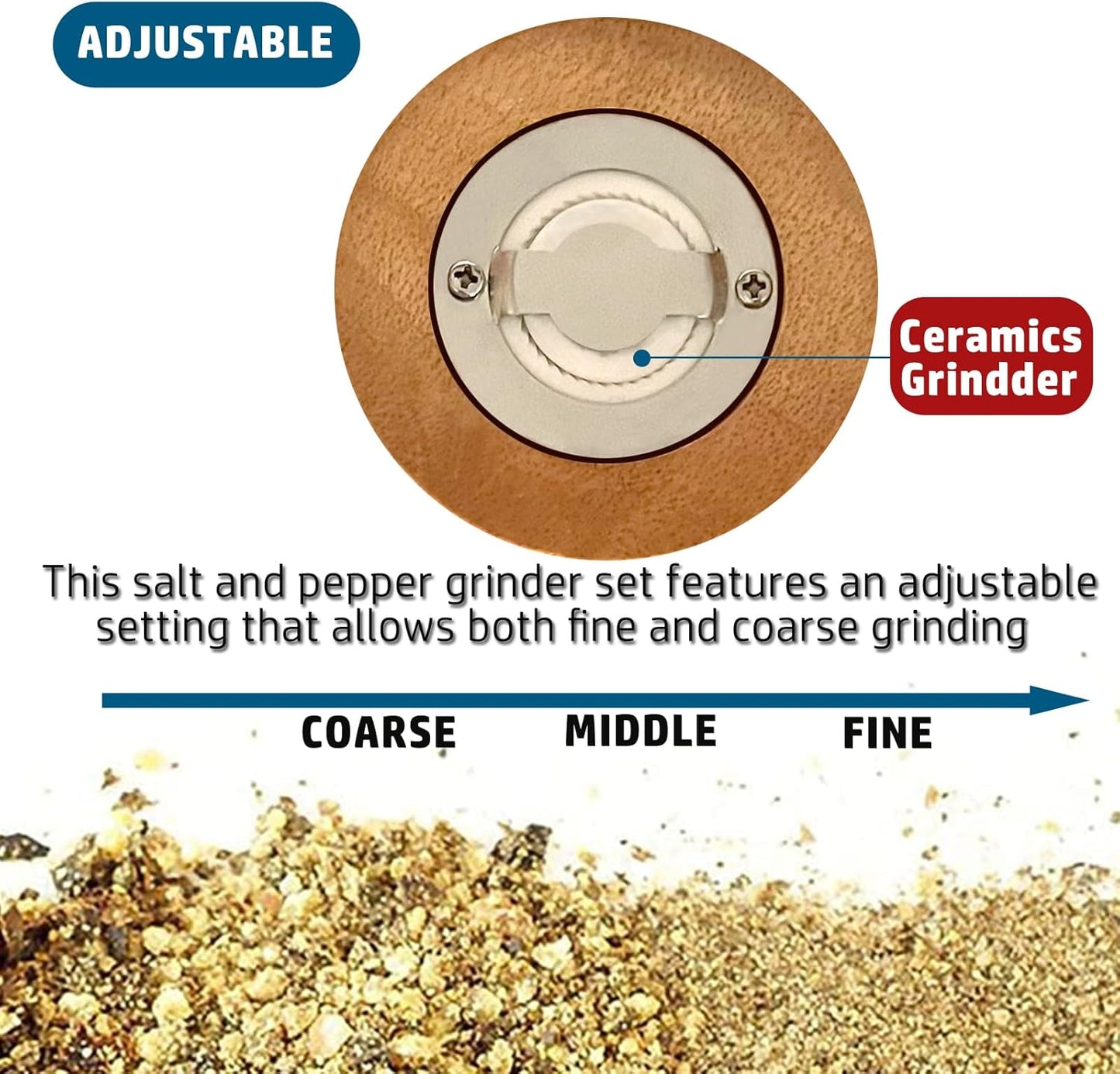 Salt and Pepper Grinder Set, Pepper Mills Classical Roast Black Wooden Manual Pepper Grinder Set Metal Hand Shake Sea Salt Mill, Ceramic Core Grinding Enjoy Fresh Ground Pepper Sea Salts Spices